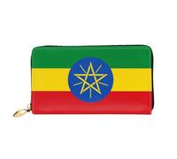 JDFHGNU Cartera larga para mujer, diseño de bandera de Etiopía, cartera de mano larga, tarjetero de crédito, monedero de viaje, negro, talla única, Black, Talla única