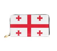 JDFHGNU Cartera larga para mujer, diseño de bandera de Georgia, cartera de mano, tarjetero de crédito, monedero de viaje, color negro, talla única, Black, Talla única