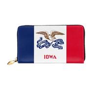 JDFHGNU Cartera larga para mujer, diseño de bandera del estado de Iowa, cartera de mano, tarjetero de crédito, monedero de viaje, color negro, talla única, Black, Talla única