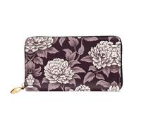 JDFHGNU Cartera larga para mujer, diseño de crisantemo, cartera de mano, tarjetero de crédito, monedero de viaje, color negro, talla única, Black, Talla única