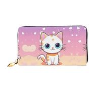 JDFHGNU Cartera larga para mujer, diseño de gatito de ojos grandes, cartera de mano, cartera para tarjetas de crédito, monedero de viaje, color negro, talla única, Black, Talla única