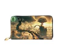 JDFHGNU Cartera larga para mujer, diseño de puente de árbol antiguo, cartera de mano, cartera con tarjetero de crédito, monedero de viaje, color negro, talla única, Black, Talla única