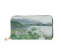 JDFHGNU Cartera larga para mujer, diseño de trébol, con diseño de flores, cartera para tarjetas de crédito, monedero de viaje, color negro, talla única, Black, Talla única