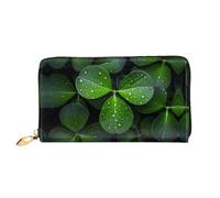 JDFHGNU Cartera larga para mujer, diseño de trébol, monedero de viaje, color negro, talla única, Black, Talla única