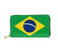 JDFHGNU Cartera para mujer, diseño de bandera brasileña, cartera larga con tarjetero, monedero de viaje, color negro, talla única, Black, Talla única
