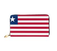 JDFHGNU Cartera para mujer, diseño de bandera de Liberia, cartera larga con tarjetero, monedero de viaje, color negro, talla única, Black, Talla única