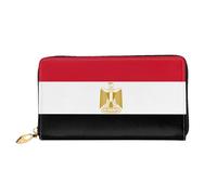 JDFHGNU Cartera para mujer, diseño de bandera egipcia, cartera larga, tarjetero de crédito, monedero de viaje, color negro, talla única, Black, Talla única