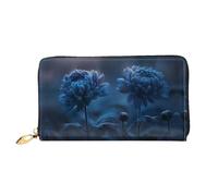 JDFHGNU Cartera para mujer, diseño de crisantemo azul, cartera larga, tarjetero de crédito, monedero de viaje, color negro, talla única, Black, Talla única
