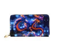 JDFHGNU Cartera para mujer, diseño de dragón azul, cartera larga con tarjetero, monedero de viaje, color negro, talla única, Black, Talla única