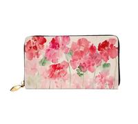 JDFHGNU Cartera para mujer, diseño de flores rojas brillantes, cartera larga para tarjetas de crédito, monedero de viaje, color negro, talla única, Black, Talla única