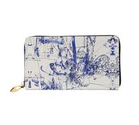 JDFHGNU Cartera para mujer, diseño de graffiti azul, cartera larga con tarjetero, monedero de viaje, color negro, talla única, Black, Talla única