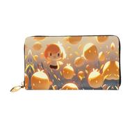 JDFHGNU Cartera para mujer, diseño de huevo amarillo, cartera larga para tarjetas de crédito, monedero de viaje, color negro, talla única, Black, Talla única