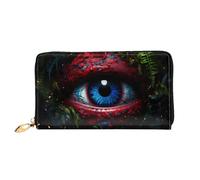 JDFHGNU Cartera para mujer, diseño de ojos azules misteriosos, cartera larga con tarjetero, monedero de viaje, color negro, talla única, Black, Talla única
