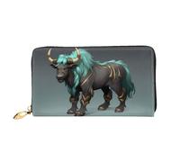 JDFHGNU Cartera para mujer, diseño de vaca azul, cartera larga con tarjetero, monedero de viaje, color negro, talla única, Black, Talla única