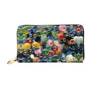 JDFHGNU Colorido patrón de burbujas de jabón, cartera para mujer, cartera larga de embrague, cartera para tarjetas de crédito, monedero de viaje, negro, talla única, Black, Talla única