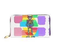 JDFHGNU Colorido patrón de calaveras, cartera para mujer, cartera larga de embrague, cartera con tarjetero de crédito, monedero de viaje, negro, talla única, Black, Talla única