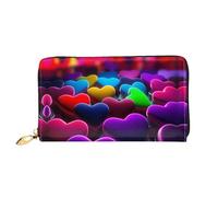JDFHGNU Colorido patrón de corazones, cartera para mujer, cartera larga para tarjetas de crédito, monedero de viaje, negro, talla única, Black, Talla única