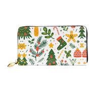 JDFHGNU Colorido patrón de corona de abeto, cartera para mujer, cartera larga de embrague, cartera para tarjetas de crédito, monedero de viaje, negro, talla única, Black, Talla única