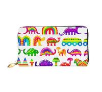 JDFHGNU Colorido patrón de dinosaurio, cartera para mujer, cartera larga de embrague, cartera para tarjetas de crédito, monedero de viaje, negro, talla única, Black, Talla única
