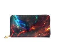 JDFHGNU Colorido patrón de fénix, cartera para mujer, cartera larga de embrague, cartera con tarjetero de crédito, monedero de viaje, negro, talla única, Black, Talla única