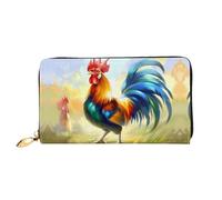 JDFHGNU Colorido patrón de gallo, cartera para mujer, cartera larga de embrague, cartera para tarjetas de crédito, monedero de viaje, negro, talla única, Black, Talla única