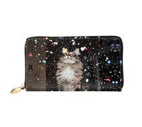 JDFHGNU Colorido patrón de gato de flores, cartera para mujer, cartera larga de embrague, cartera para tarjetas de crédito, monedero de viaje, negro, talla única, Black, Talla única