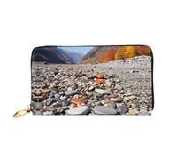 JDFHGNU Colorido patrón de guijarros, cartera para mujer, cartera larga de embrague, cartera para tarjetas de crédito, monedero de viaje, negro, talla única, Black, Talla única