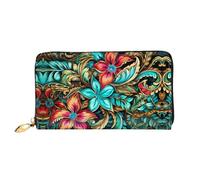JDFHGNU Colorido patrón de jardín, cartera para mujer, cartera larga de embrague, cartera para tarjetas de crédito, monedero de viaje, negro, talla única, Black, Talla única