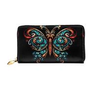 JDFHGNU Colorido patrón de mariposa, cartera para mujer, cartera larga de embrague, cartera para tarjetas de crédito, monedero de viaje, negro, talla única, Black, Talla única