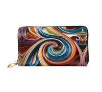 JDFHGNU Colorido patrón de tiras de papel, cartera para mujer, cartera larga de embrague, cartera para tarjetas de crédito, monedero de viaje, negro, talla única, Black, Talla única
