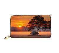 JDFHGNU Countryside At Dusk Pattern - Cartera larga para mujer, cartera de mano larga, cartera para tarjetas de crédito, monedero de viaje, color negro, talla única, Black, Talla única