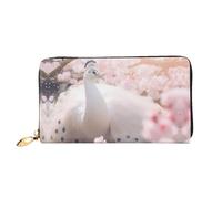 JDFHGNU Hermoso patrón de pavo real blanco, cartera para mujer, cartera larga de embrague, cartera con tarjetero de crédito, monedero de viaje, negro, talla única, Black, Talla única