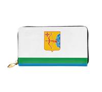 JDFHGNU Kirov - Cartera para mujer, diseño de bandera, cartera larga, tarjetero de crédito, monedero de viaje, color negro, talla única, Black, Talla única