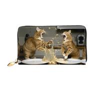 JDFHGNU Patrón de batalla de gato, cartera para mujer, cartera larga de embrague, cartera para tarjetas de crédito, monedero de viaje, negro, talla única, Black, Talla única