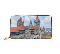 JDFHGNU Patrón de castillo antiguo, cartera para mujer, cartera larga de embrague, cartera para tarjetas de crédito, monedero de viaje, negro, talla única, Black, Talla única
