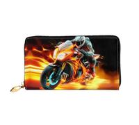 JDFHGNU Patrón de motocicleta genial, cartera para mujer, cartera larga de embrague, cartera para tarjetas de crédito, monedero de viaje, negro, talla única, Black, Talla única