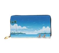 JDFHGNU Patrón de tumbona de playa, cartera para mujer, cartera larga de embrague, cartera con tarjetero de crédito, monedero de viaje, negro, talla única, Black, Talla única