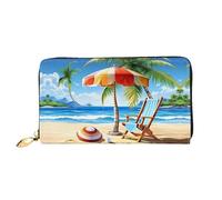 JDFHGNU Patrón de tumbona de playa, cartera para mujer, cartera larga, tarjetero de crédito, monedero de viaje, negro, talla única, Black, Talla única