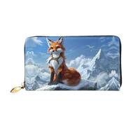 JDFHGNU Yellow Fox On The Mountain Pattern - Cartera larga para mujer, cartera de mano larga, cartera para tarjetas de crédito, monedero de viaje, negro, talla única, Black, Talla única