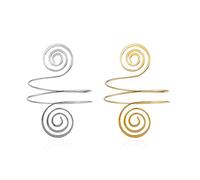 JDIEOQA 2 pulseras para la parte superior del brazo para niñas y mujeres, ajustables con bobinas doradas y plateadas, brazalete punk, brazalete de estilo minimalista, brazalete abierto