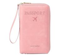 JDIEOQA Cartera para pasaporte, con bloqueo RFID, fundas para pasaporte del Reino Unido, cartera de viaje de piel sintética y organizador de documentos, funda protectora para tarjetas de crédito