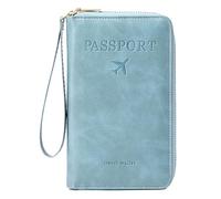 JDIEOQA Cartera para pasaporte, con bloqueo RFID, fundas para pasaporte del Reino Unido, cartera de viaje de piel sintética y organizador de documentos, funda protectora para tarjetas de crédito