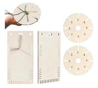 JDIEOQA Juego de 4 botones de madera, pulseras y lazos, disco trenzado para entusiastas de la artesanía creativa y la preparación de regalos