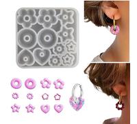 JDIEOQA Molde de Resina Epoxi Moldes de Silicona para Moldeado Moldes de Silicona Llaveros Joyas de Resina Corazón Estrella Flor Pendientes Moldes Resina Epoxi Accesorios