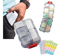 JDigJid Med Wallet Pills With Label Med Wallet Pill Case Portable Daily Pill Case,Medicina Wallet B Grey