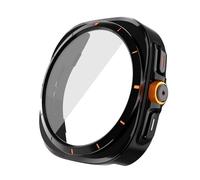 JDIME Actualizar a Ultra Case para Samsung Galaxy Watch 7 6 40mm 44mm Cambiar a Galaxy Watch Ultra 47mm Protector de pantalla de vidrio templado(Original Black,Watch 6 40mm)