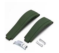 JDIME Adecuado para correa de reloj de goma Rolex de 20 mm, 21 mm con hebilla plateada y juntas de arco.(Green,21mm)