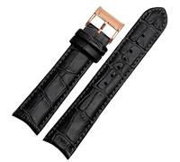 JDIME Banda de reloj de cuero genuina para la pulsera Ciudadana Seiko Curva Curve Fin de cuero negro Corias de color marrón azul(Black rosegold)