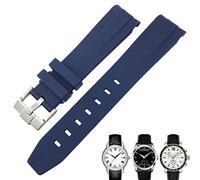 JDIME Correa de reloj de goma con extremo curvado de 19mm y 20mm para Tissot 1853 Lelocle PRC200 Rolex Submariner Hamilton Omega, correa de reloj resistente al agua(Blue 1,20mm)