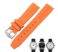 JDIME Correa de reloj de goma con extremo curvado de 19mm y 20mm para Tissot 1853 Lelocle PRC200 Rolex Submariner Hamilton Omega, correa de reloj resistente al agua(Orange 1,20mm)